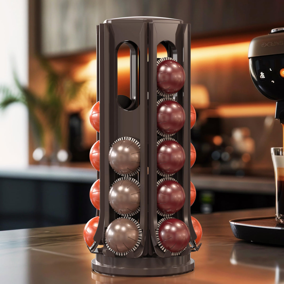 Deco Brothers VertuoLine Pod Holder, 360° Turntable Rotating Pod Carousel