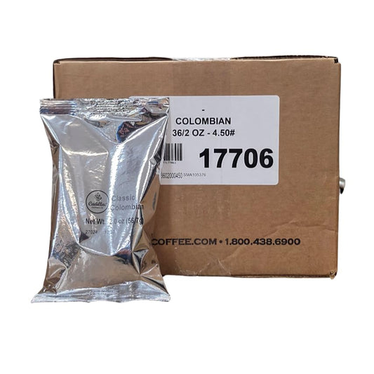 Cadillac Coffee Colombian Roast, 2oz (36 Count) (Medium Roast), Fractional Packs Ideal for Home or Commercial use. Filters Included for Standard 12 Cup Commercial Brewer.