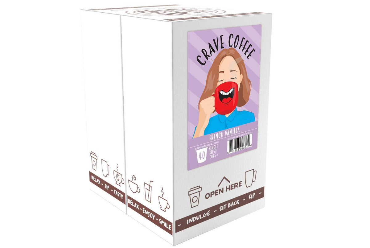 Crave Beverages Flavored Coffee Pods Sampler, Compatible with 2.0 K-Cup Brewers, Assorted Variety Pack, 40 Count (Pack of 1)