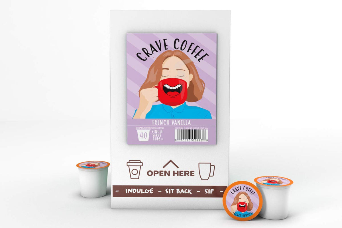 Crave Beverages Flavored Coffee Pods Sampler, Compatible with 2.0 K-Cup Brewers, Assorted Variety Pack, 40 Count (Pack of 1)