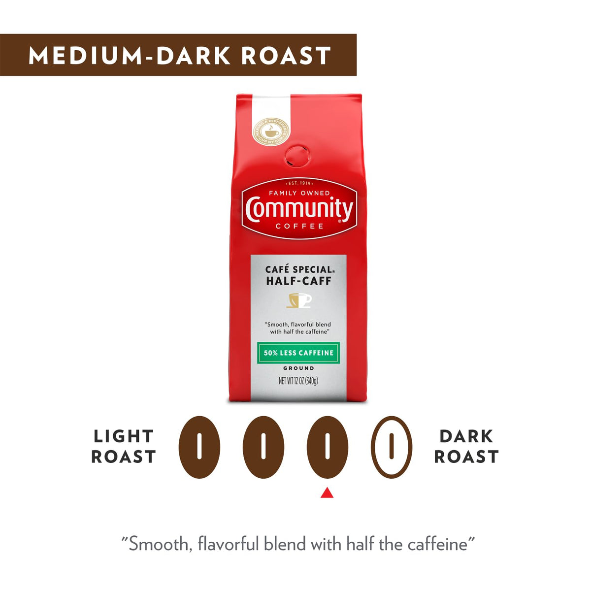 Community Coffee Café Special Decaf Ground Coffee, Medium Dark Roast, 32 Ounce Bag (Pack of 4)