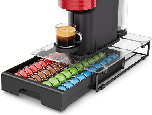 EVERIE Coffee Pod Drawer for Nespresso Vertuo, 40 Large/52 Small