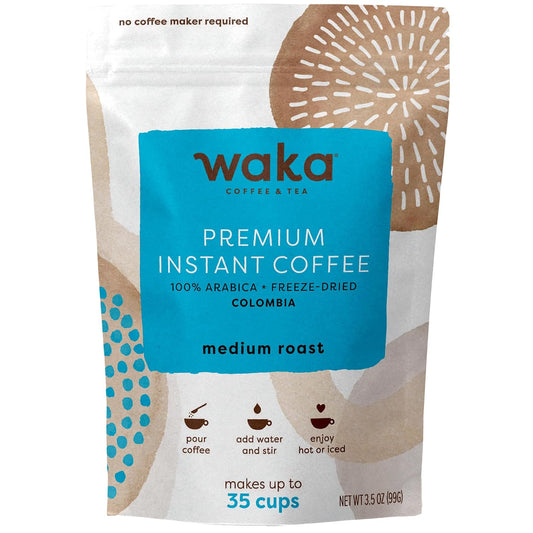 Waka Instant Coffee, Colombian Medium Roast, Freeze Dried, 3.5 oz