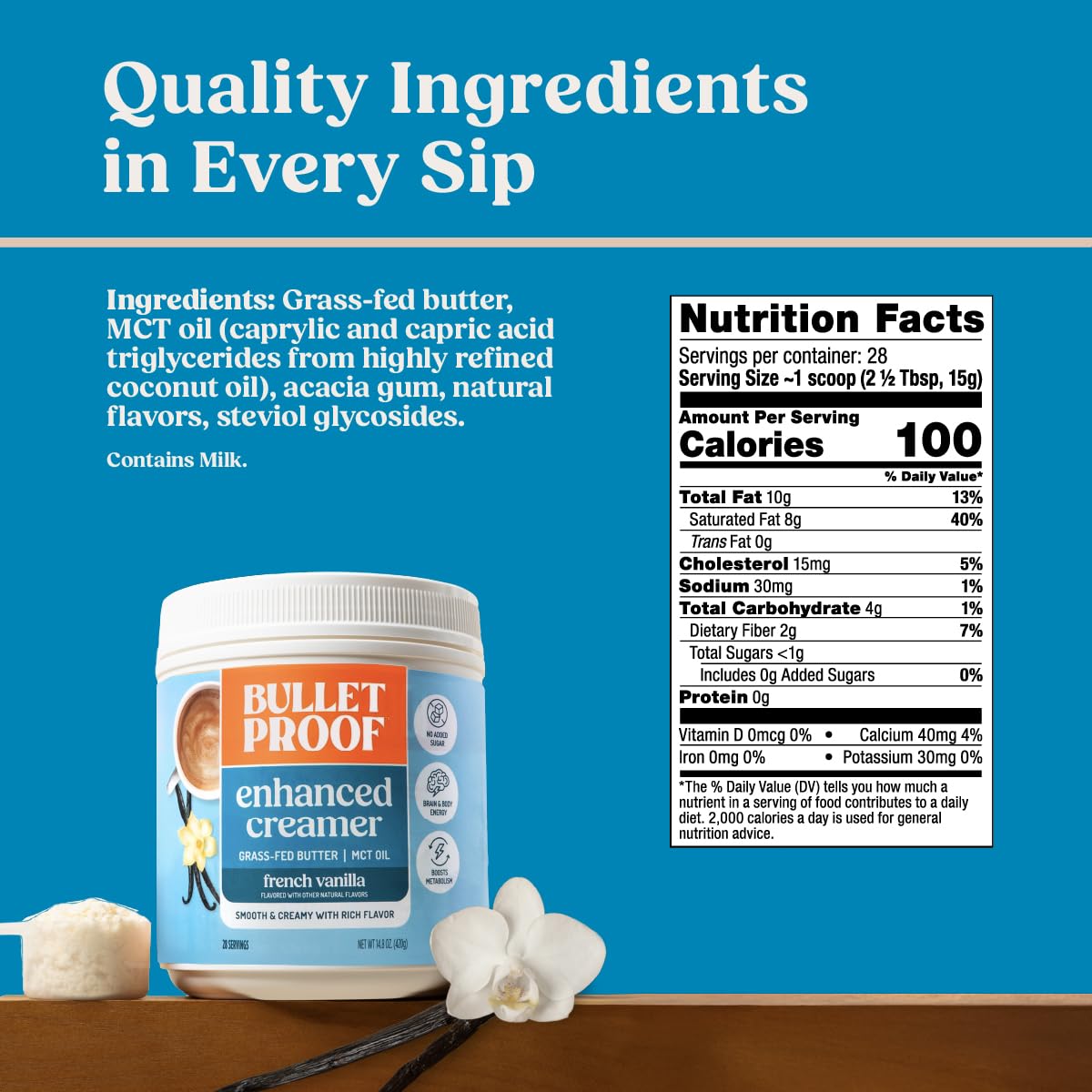 Bulletproof Original Keto Coffee Creamer w/MCT Oil, 14.8 oz