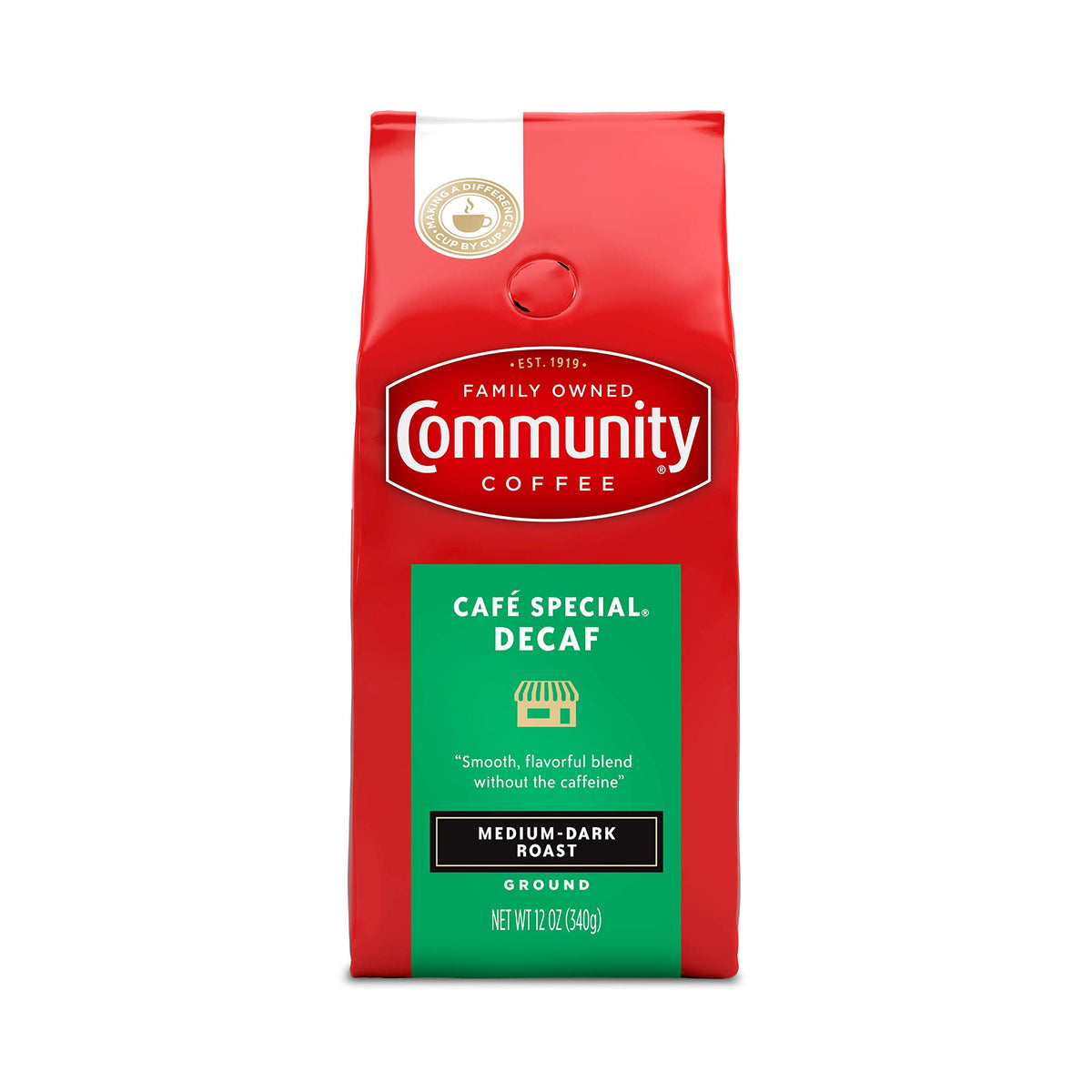 Community Coffee Café Special Decaf Ground Coffee, Medium Dark Roast, 32 Ounce Bag (Pack of 4)