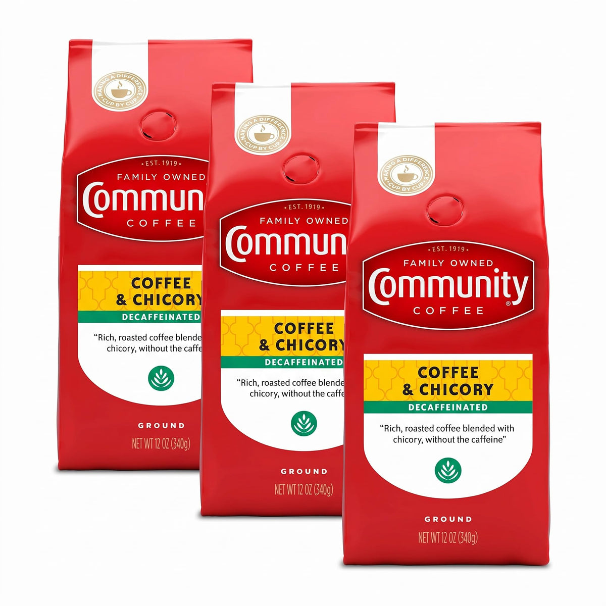Community Coffee Café Special Decaf Ground Coffee, Medium Dark Roast, 32 Ounce Bag (Pack of 4)