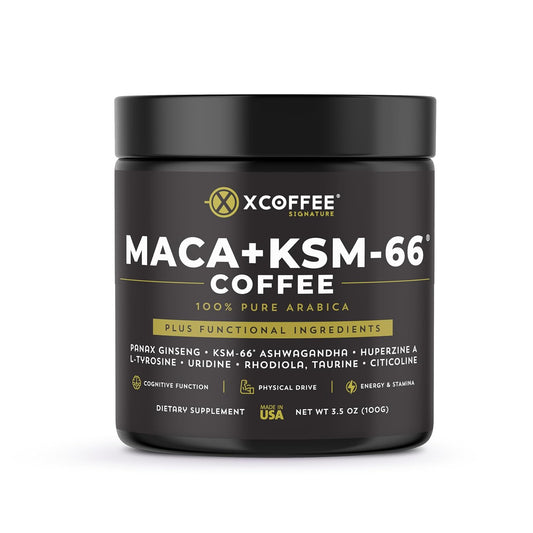 XCOFFEE Pure Arabica Maca Coffee with KSM-66®, Ashwagandha,Taurine.