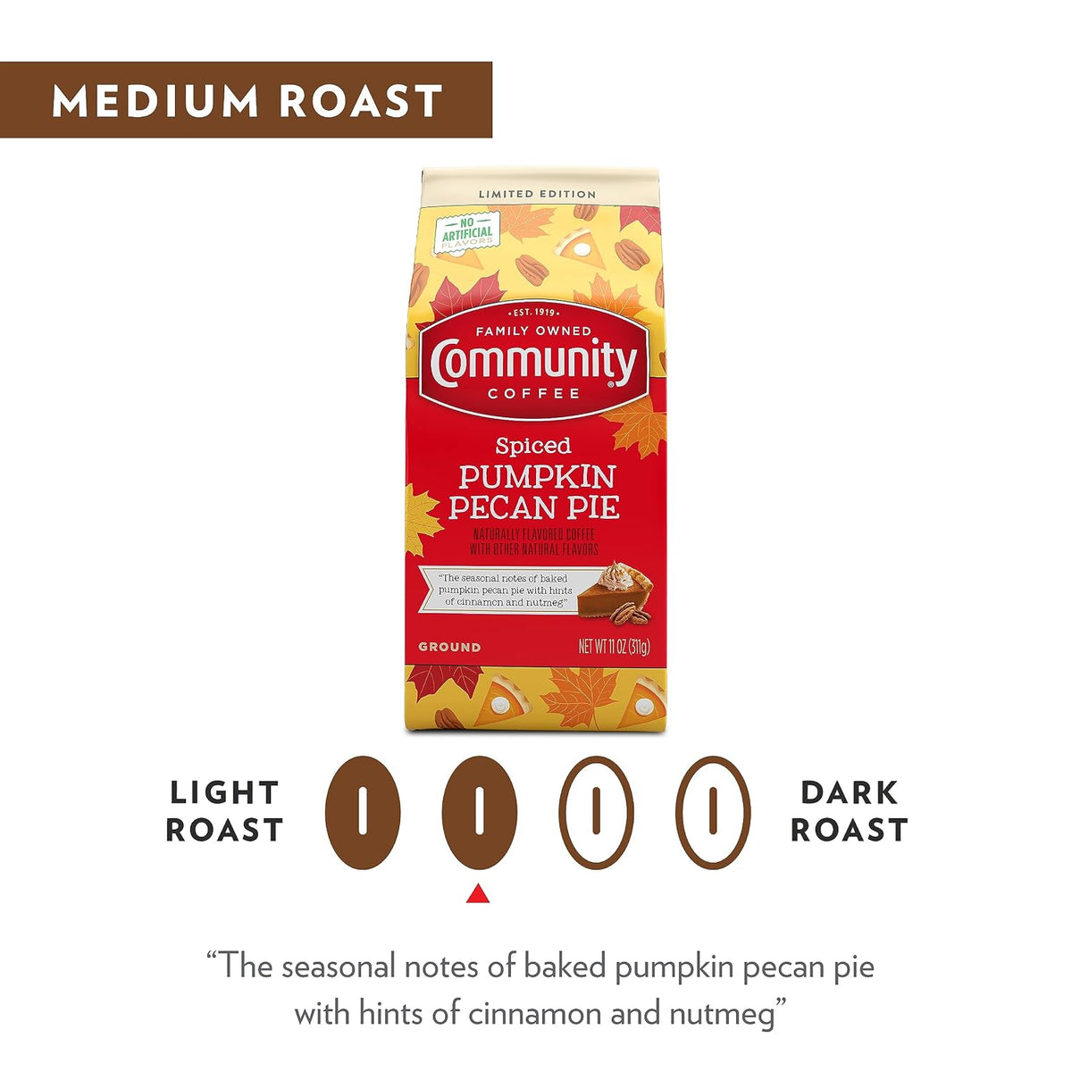 Community Coffee Cinnamon Roll Flavored Ground Coffee, Naturally Flavored, 11 Ounce (Pack of 1)