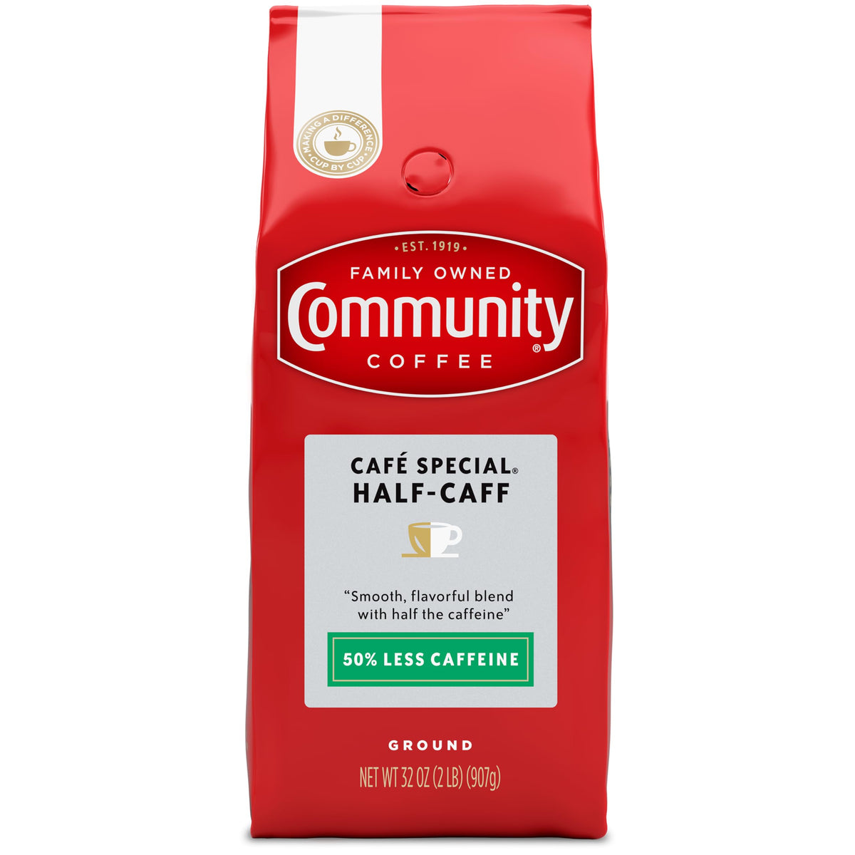 Community Coffee Café Special Decaf Ground Coffee, Medium Dark Roast, 32 Ounce Bag (Pack of 4)