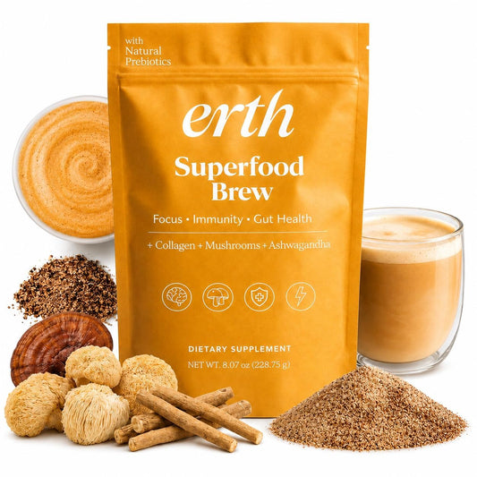 Earth Superfood Brew Coffee, Erth Mushroom Coffee, 8.07oz (228.75g)