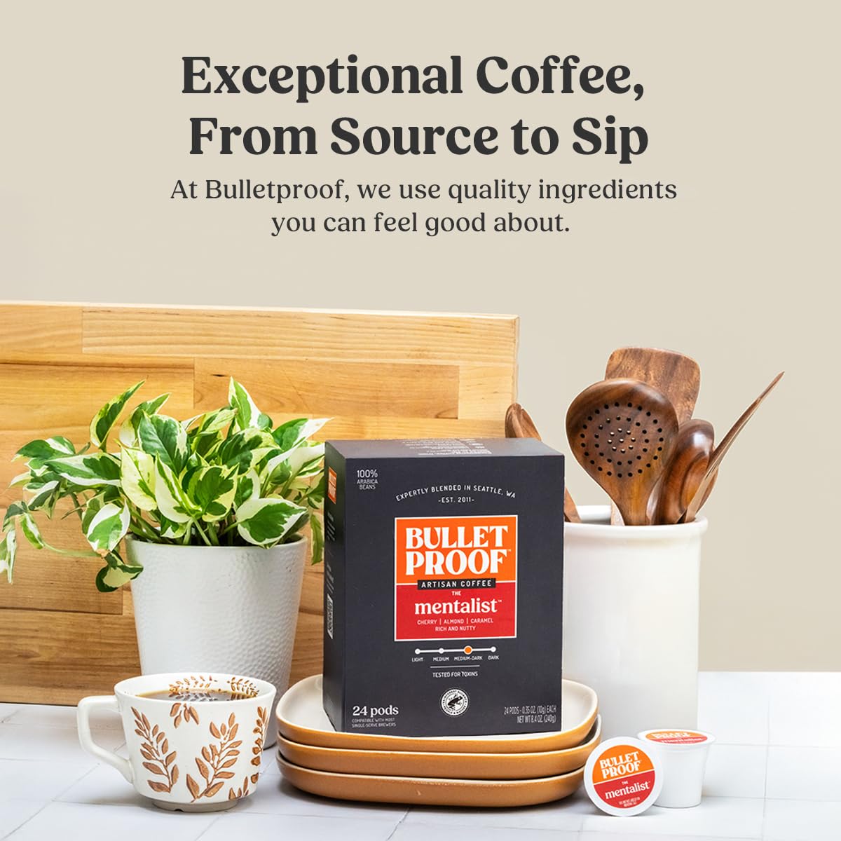 Bulletproof Original Medium-Roast Single-Serve Coffee Pods, 24 Count
