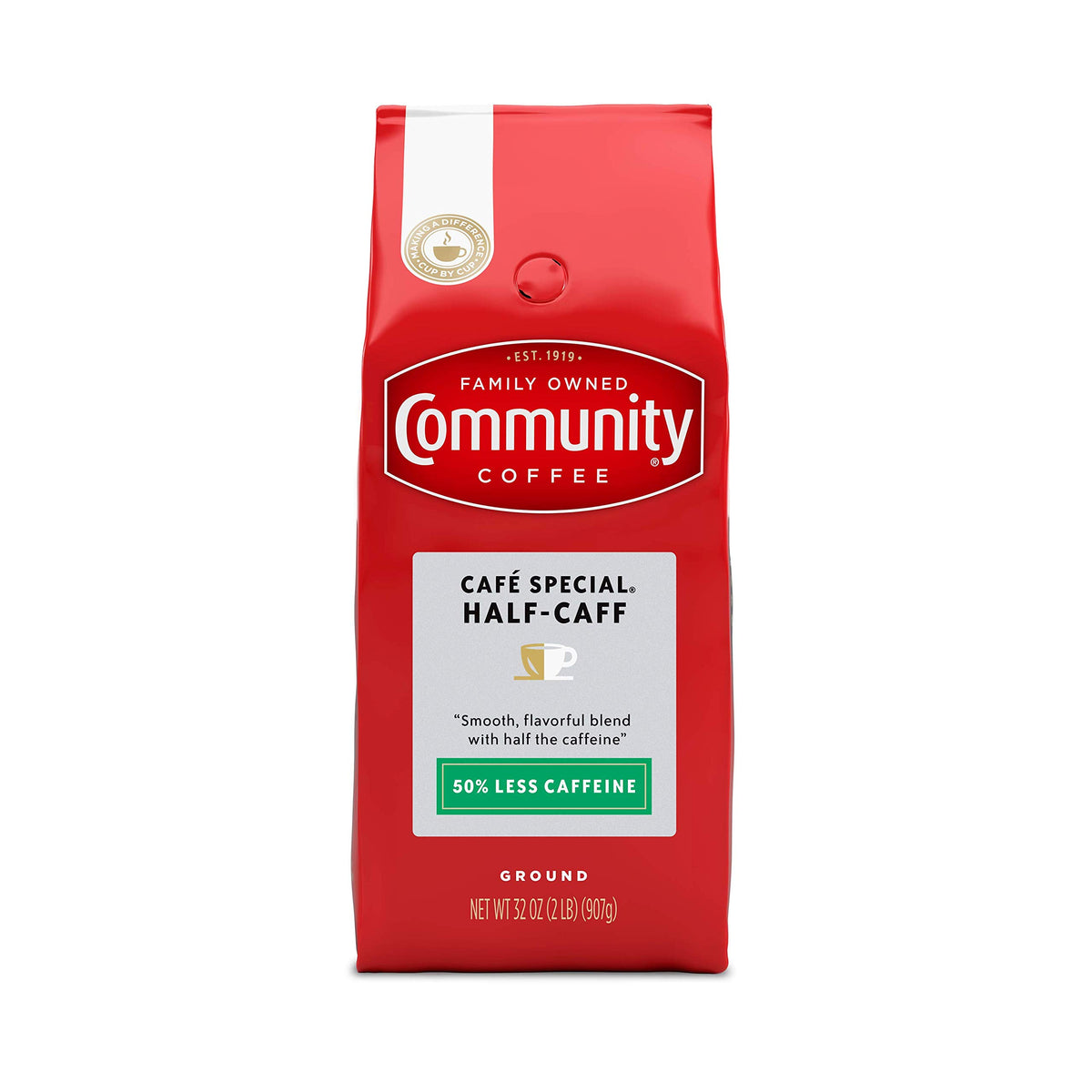 Community Coffee Café Special Decaf Ground Coffee, Medium Dark Roast, 32 Ounce Bag (Pack of 4)