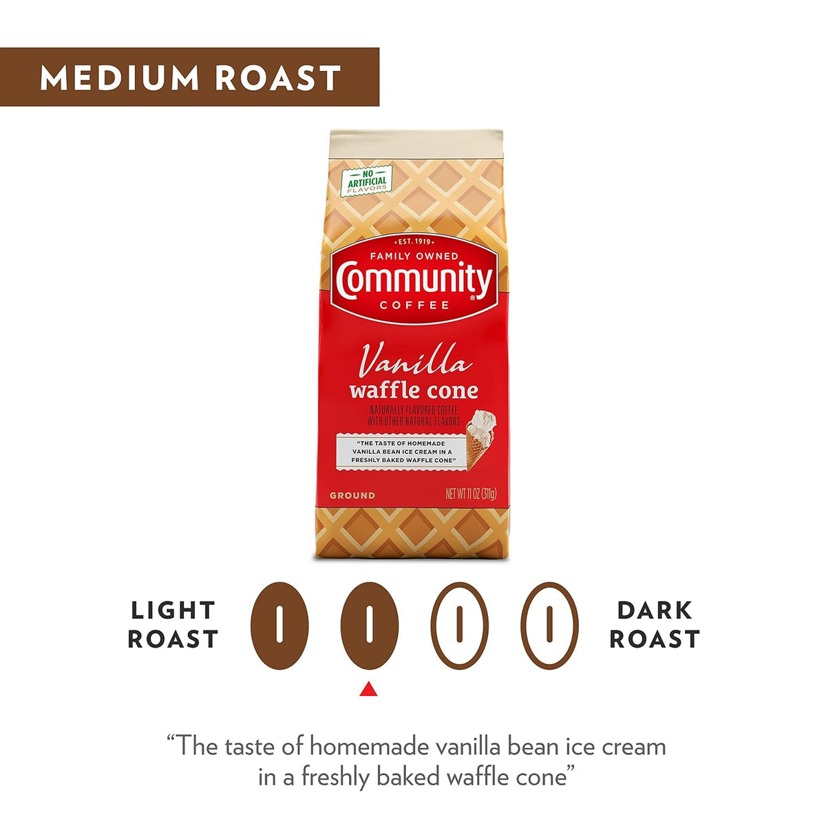 Community Coffee Cinnamon Roll Flavored Ground Coffee, Naturally Flavored, 11 Ounce (Pack of 1)