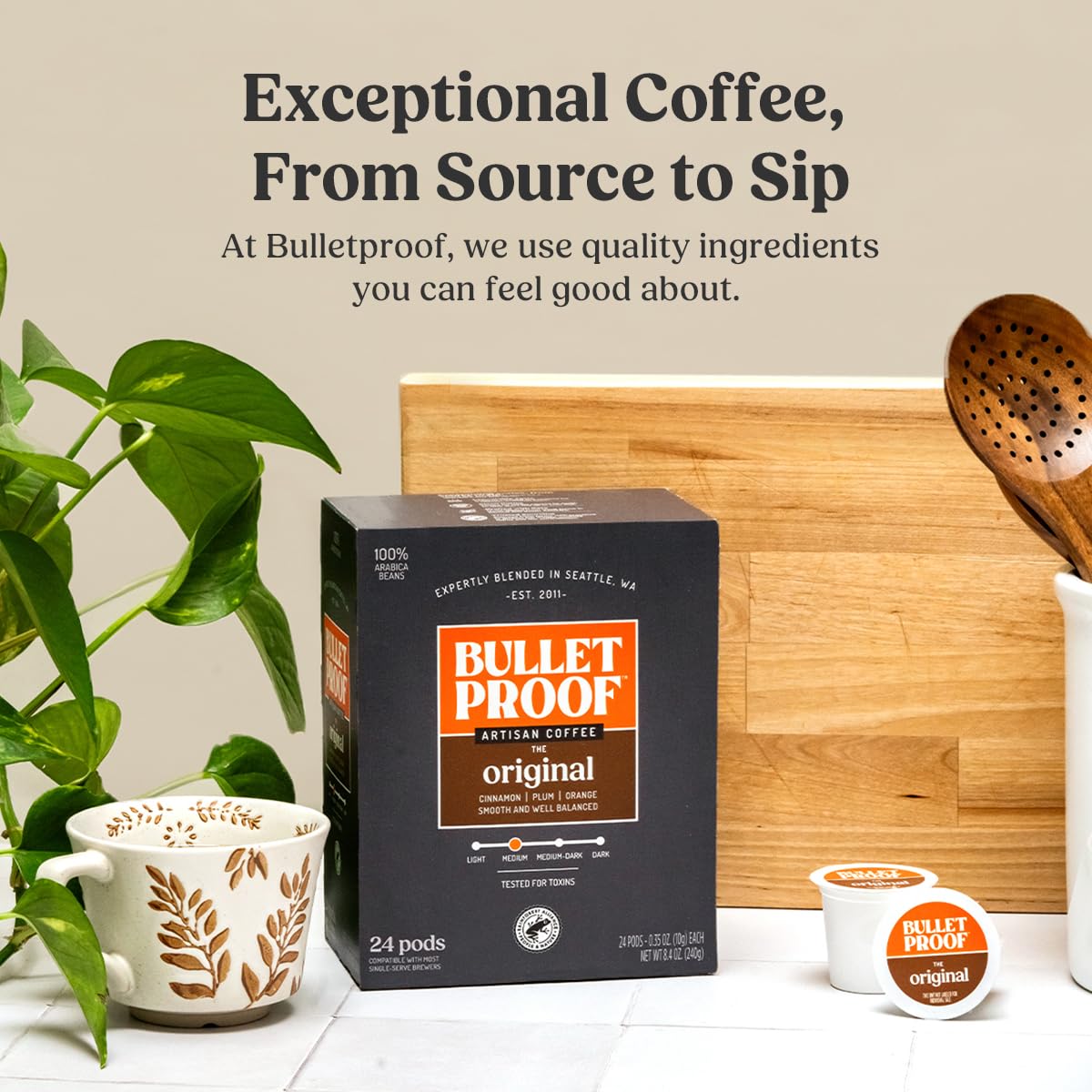 Bulletproof Original Medium-Roast Single-Serve Coffee Pods, 24 Count