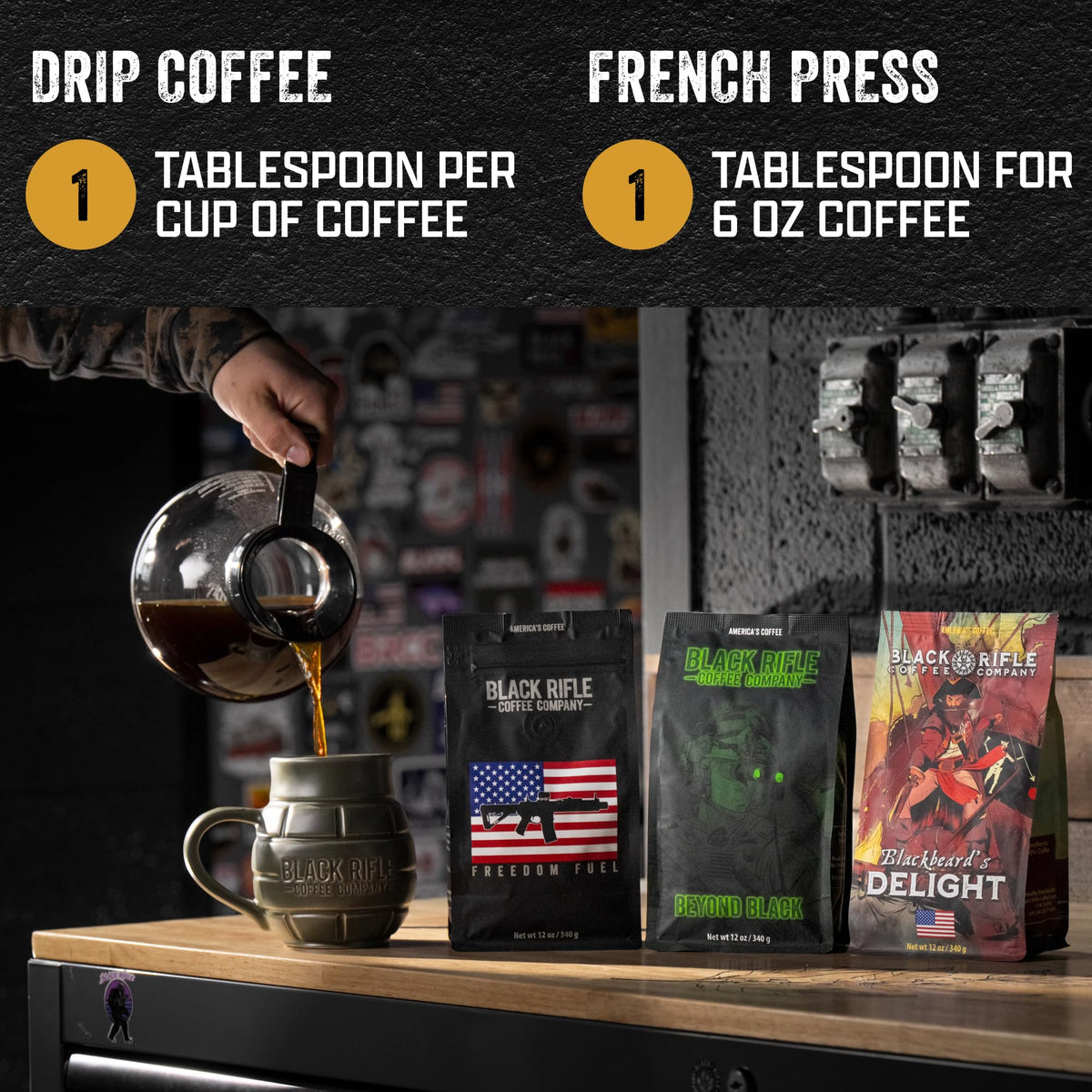 Black Rifle Coffee Company Dark Roast Ground Coffee Tactisquatch 7 OZ Bag