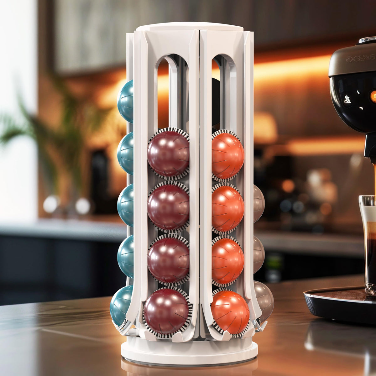Deco Brothers VertuoLine Pod Holder, 360° Turntable Rotating Pod Carousel