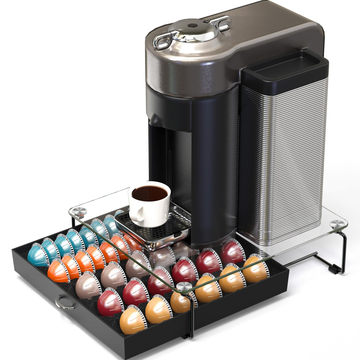 Deco Brothers Tempered Glass Vertuo Pod Holder, Fits 24 Large/48 Small Pods
