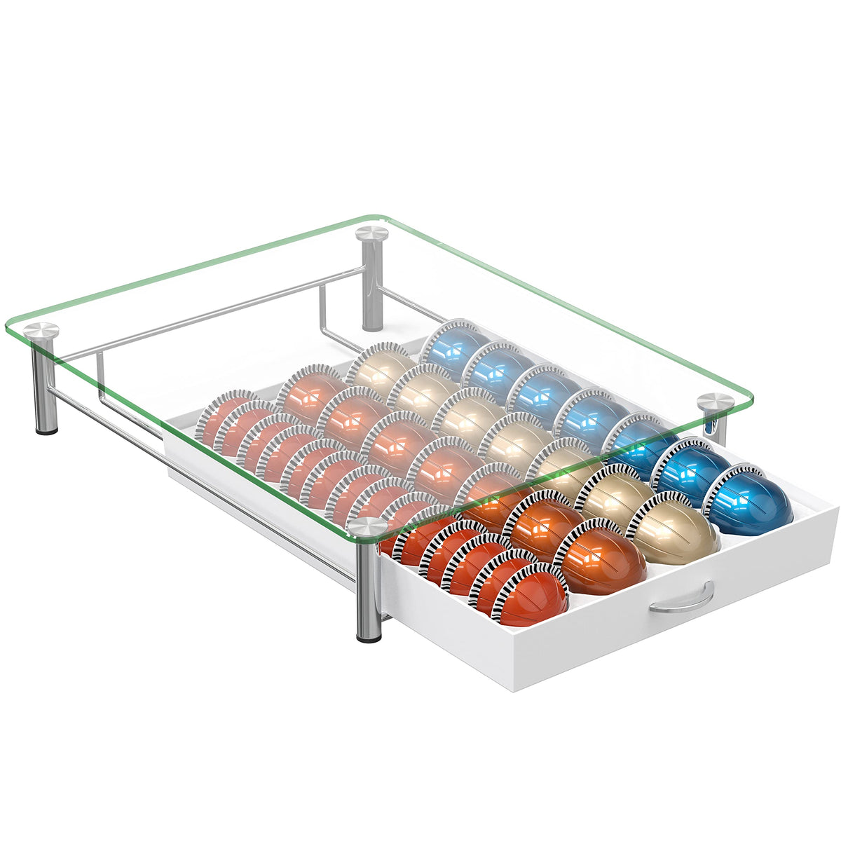 Deco Brothers Tempered Glass Vertuo Pod Holder, Fits 24 Large/48 Small Pods