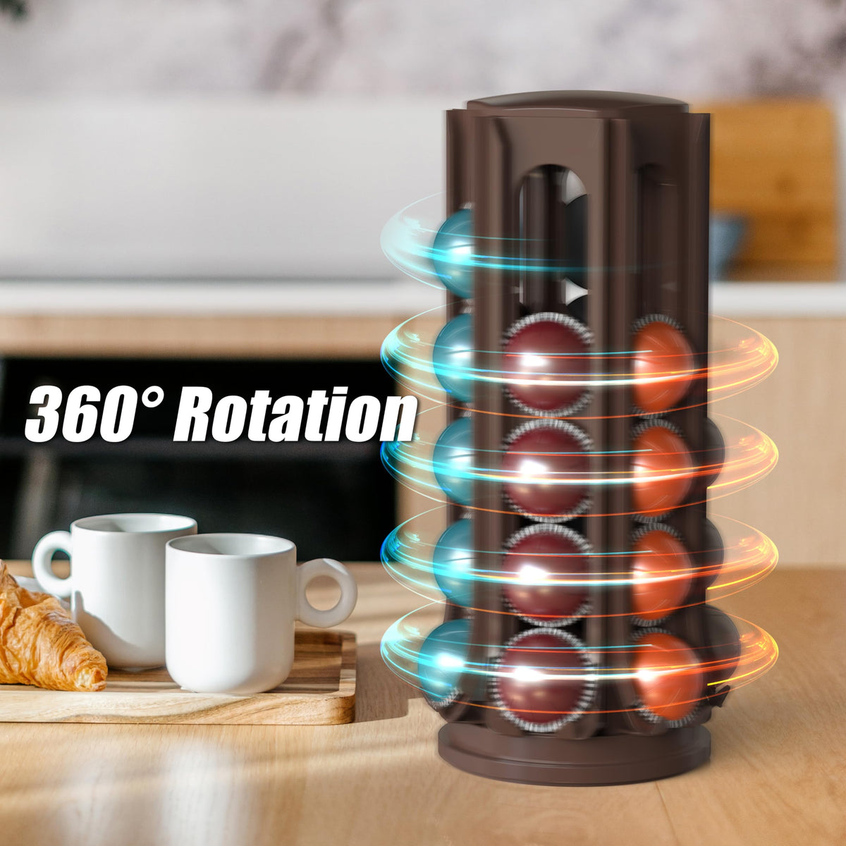 Deco Brothers VertuoLine Pod Holder, 360° Turntable Rotating Pod Carousel