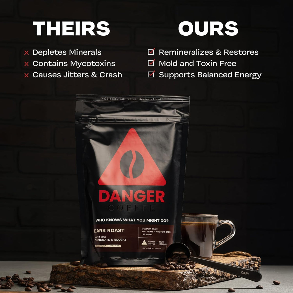 Danger Coffee Ground Mold Free Coffee by Dave Asprey | Medium Roast 10.9 oz