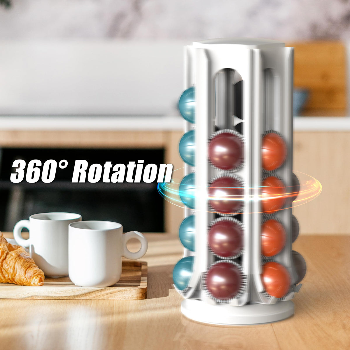 Deco Brothers VertuoLine Pod Holder, 360° Turntable Rotating Pod Carousel