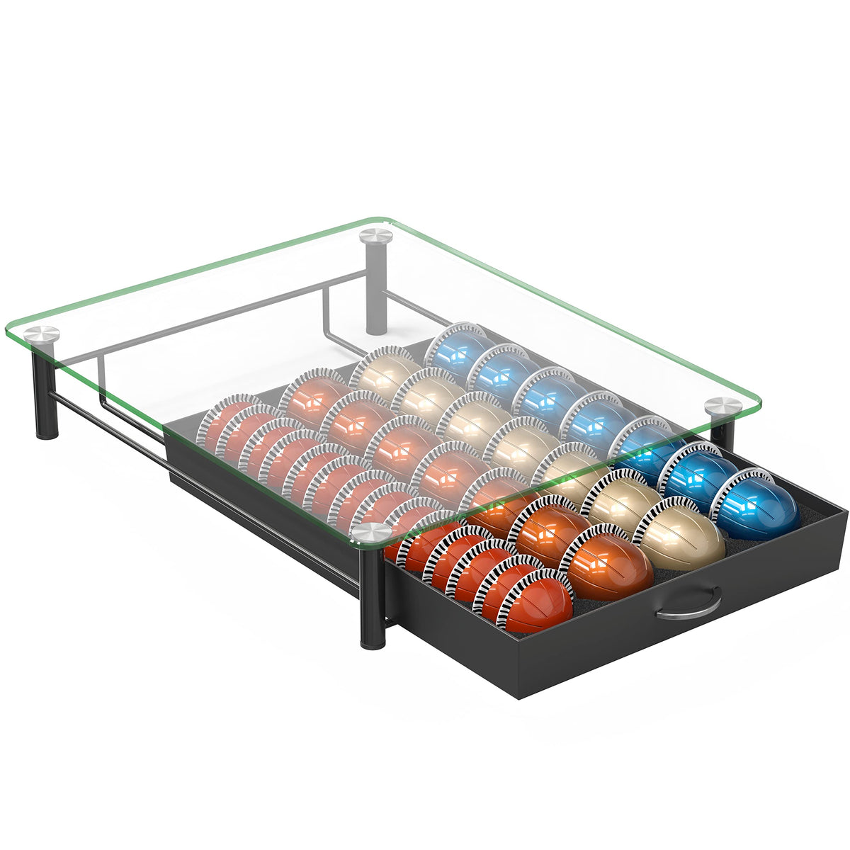 Deco Brothers Tempered Glass Vertuo Pod Holder, Fits 24 Large/48 Small Pods