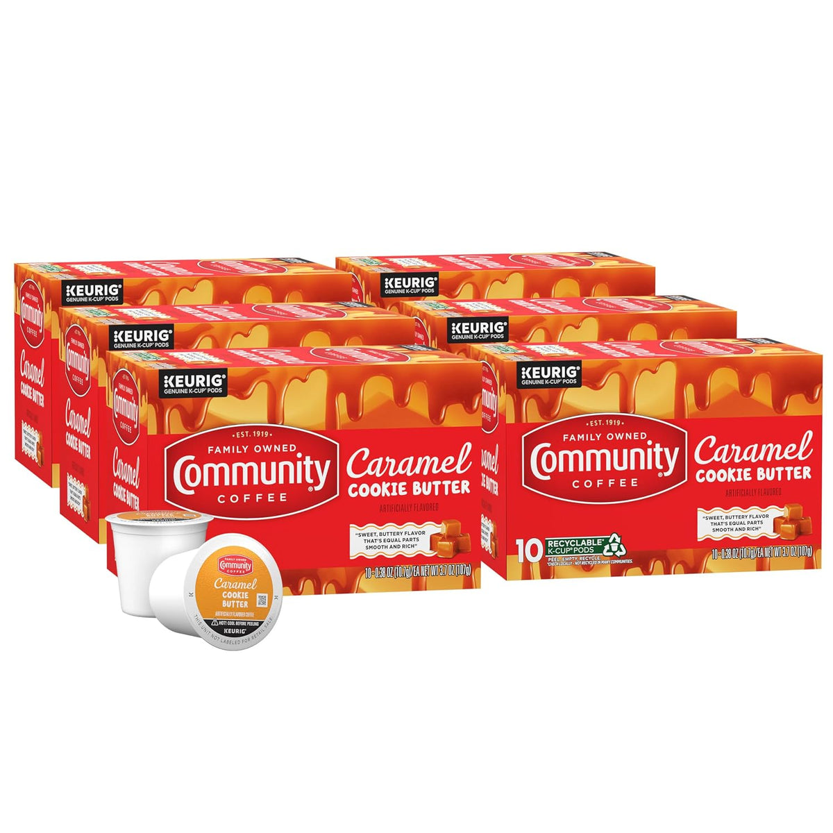 Community Coffee Caramel Cookie Butter Flavored Kcup Pods, Medium Roast, 10 Count (Pack of 1)