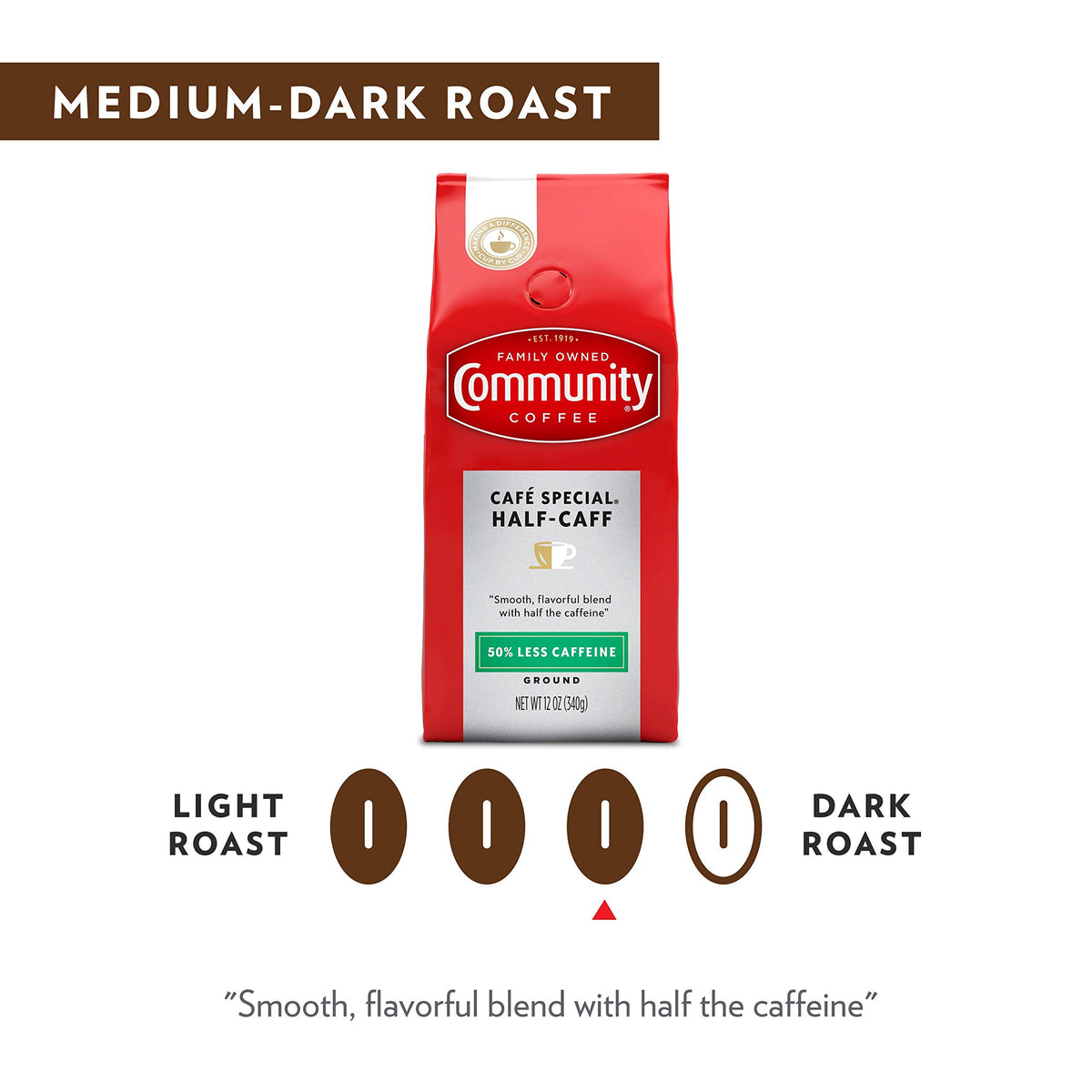 Community Coffee Café Special Decaf Ground Coffee, Medium Dark Roast, 32 Ounce Bag (Pack of 4)