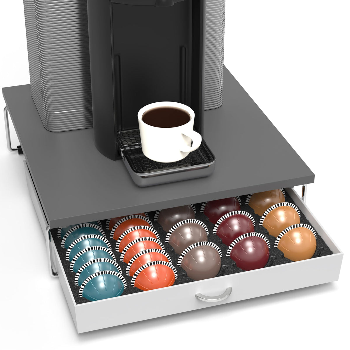 Deco Brothers Tempered Glass Vertuo Pod Holder, Fits 24 Large/48 Small Pods