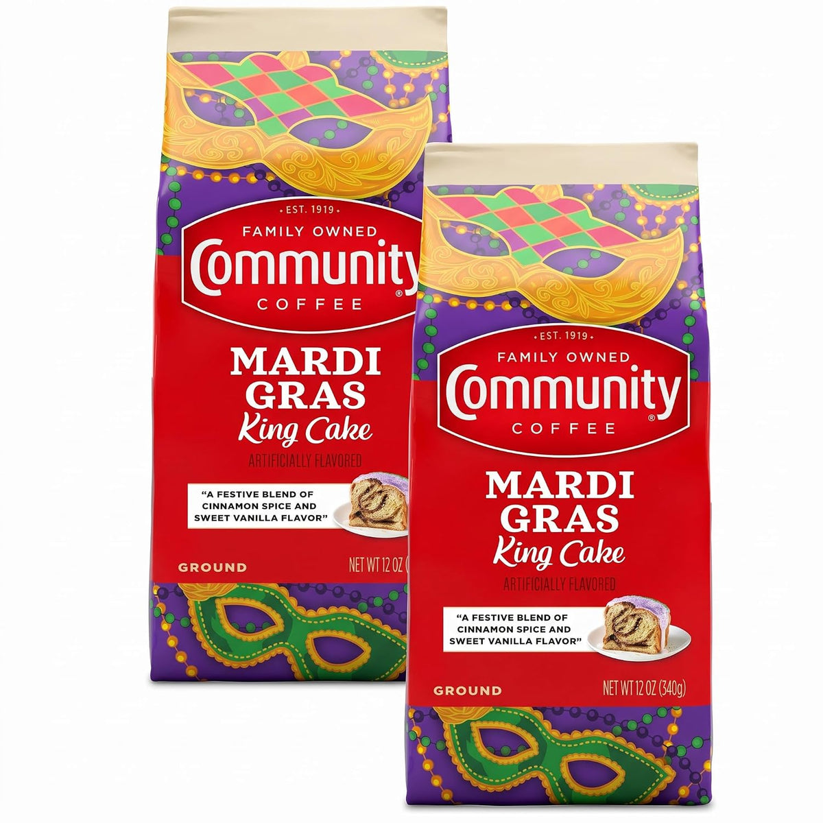 Community Coffee Cinnamon Roll Flavored Ground Coffee, Naturally Flavored, 11 Ounce (Pack of 1)