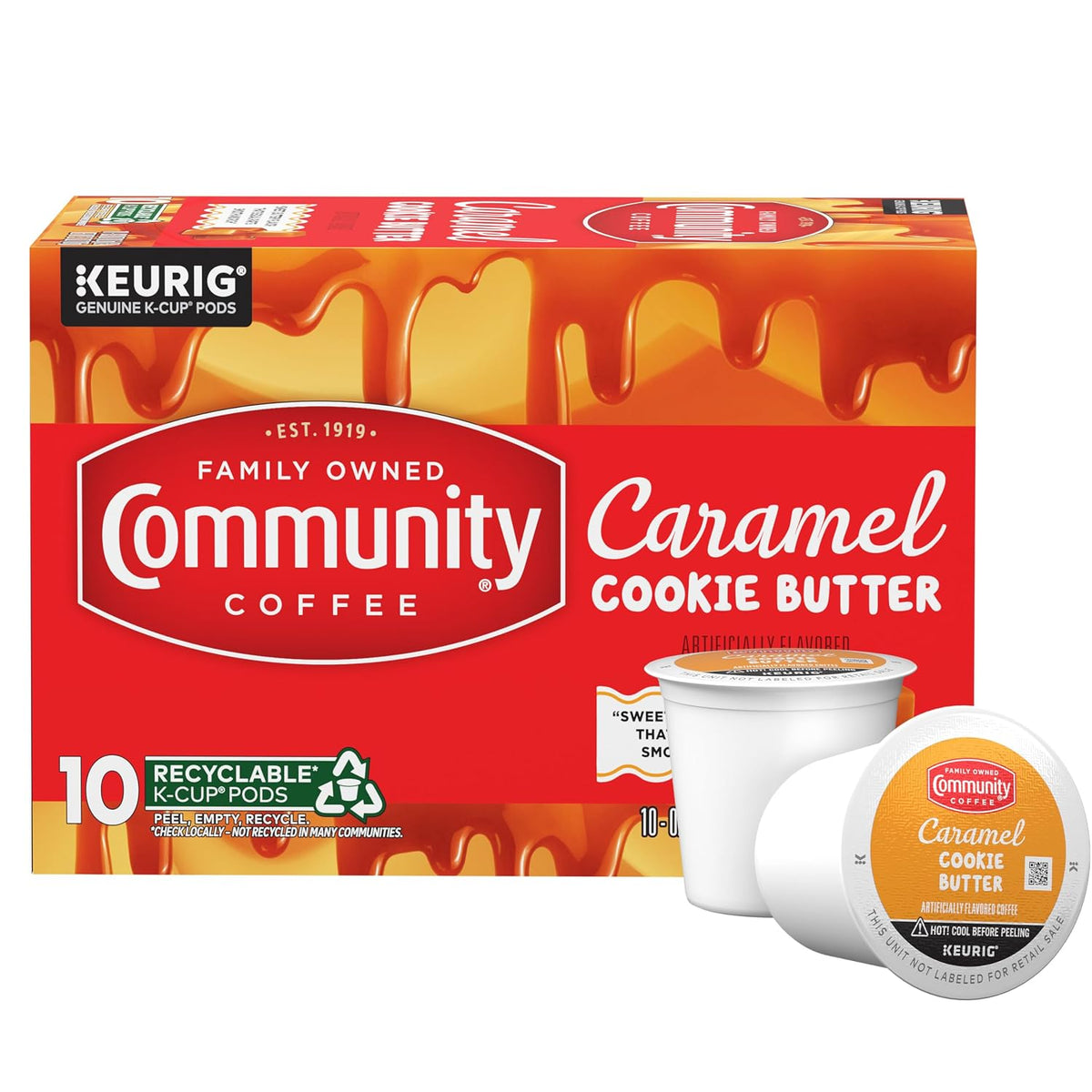 Community Coffee Caramel Cookie Butter Flavored Kcup Pods, Medium Roast, 10 Count (Pack of 1)