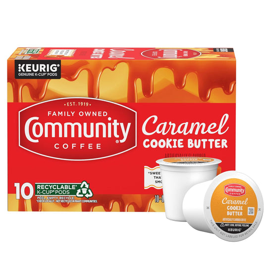 Community Coffee Caramel Cookie Butter Flavored Kcup Pods, Medium Roast, 10 Count (Pack of 1)