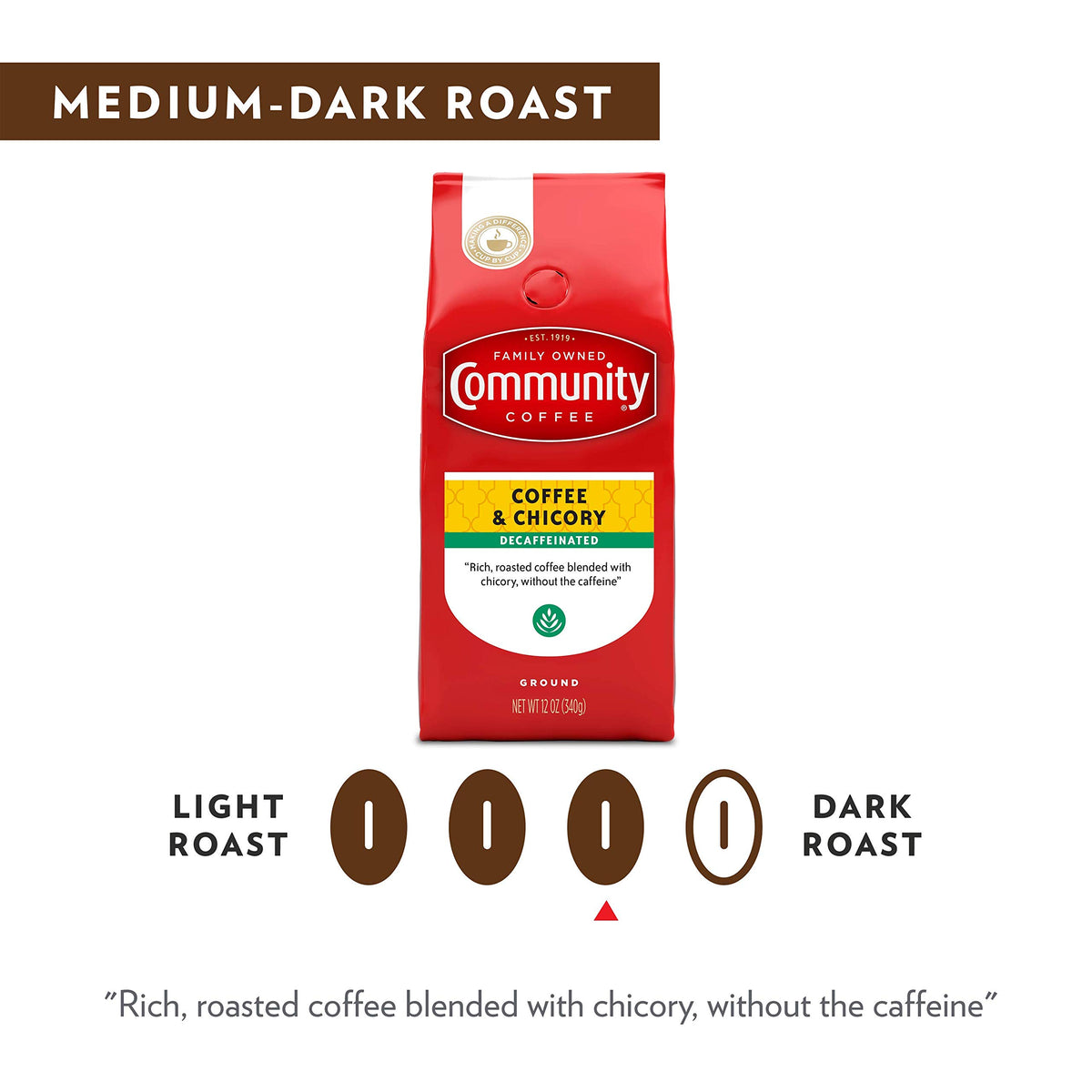 Community Coffee Café Special Decaf Ground Coffee, Medium Dark Roast, 32 Ounce Bag (Pack of 4)