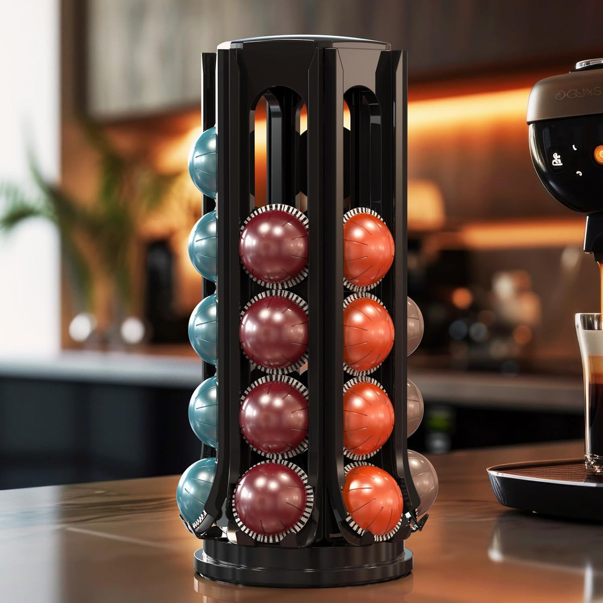 Deco Brothers VertuoLine Pod Holder, 360° Turntable Rotating Pod Carousel