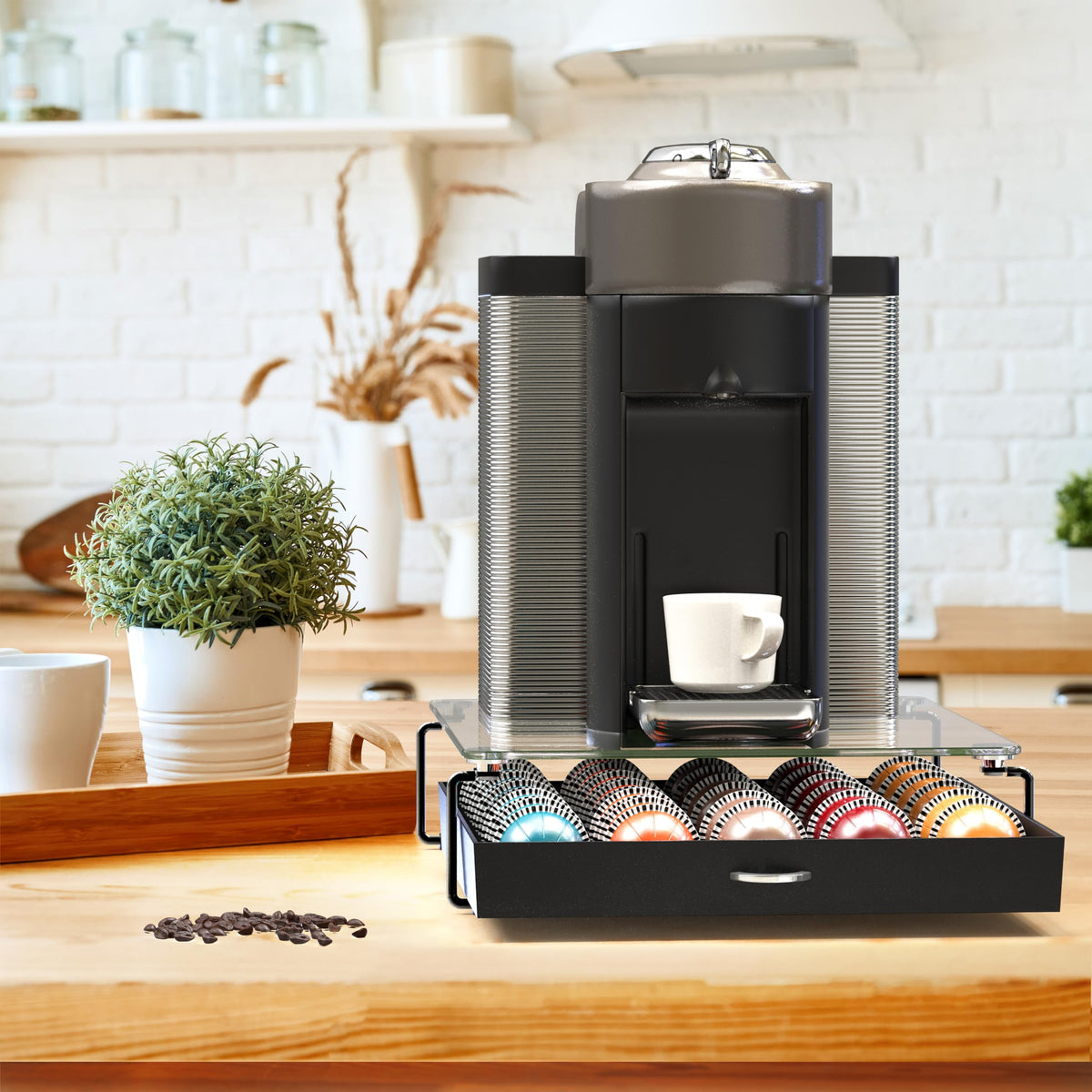 Deco Brothers Tempered Glass Vertuo Pod Holder, Fits 24 Large/48 Small Pods