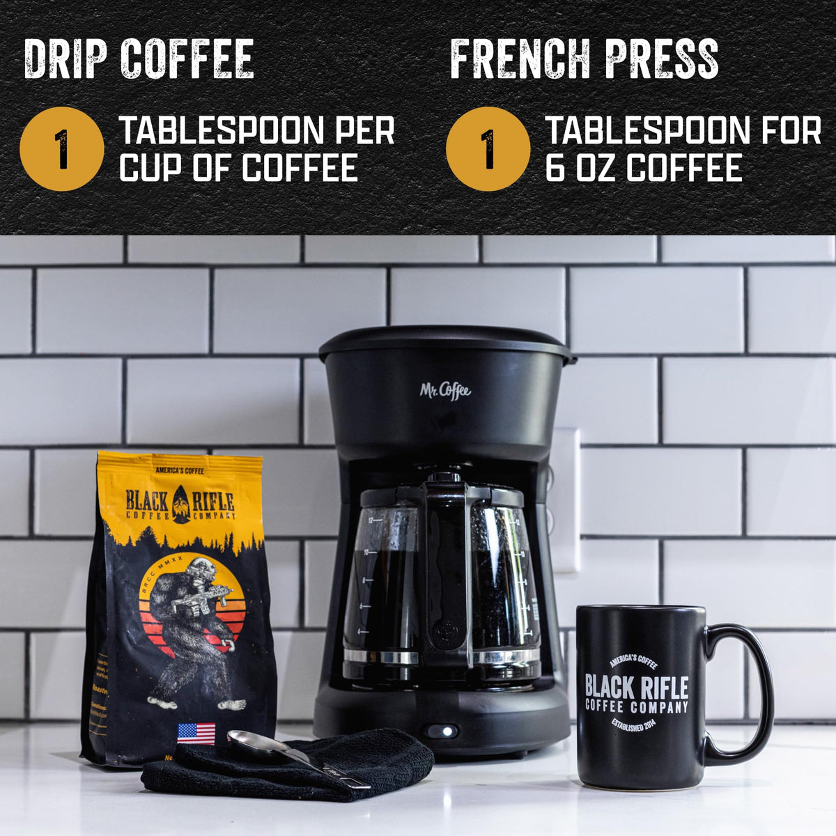 Black Rifle Coffee Company Dark Roast Ground Coffee Tactisquatch 7 OZ Bag