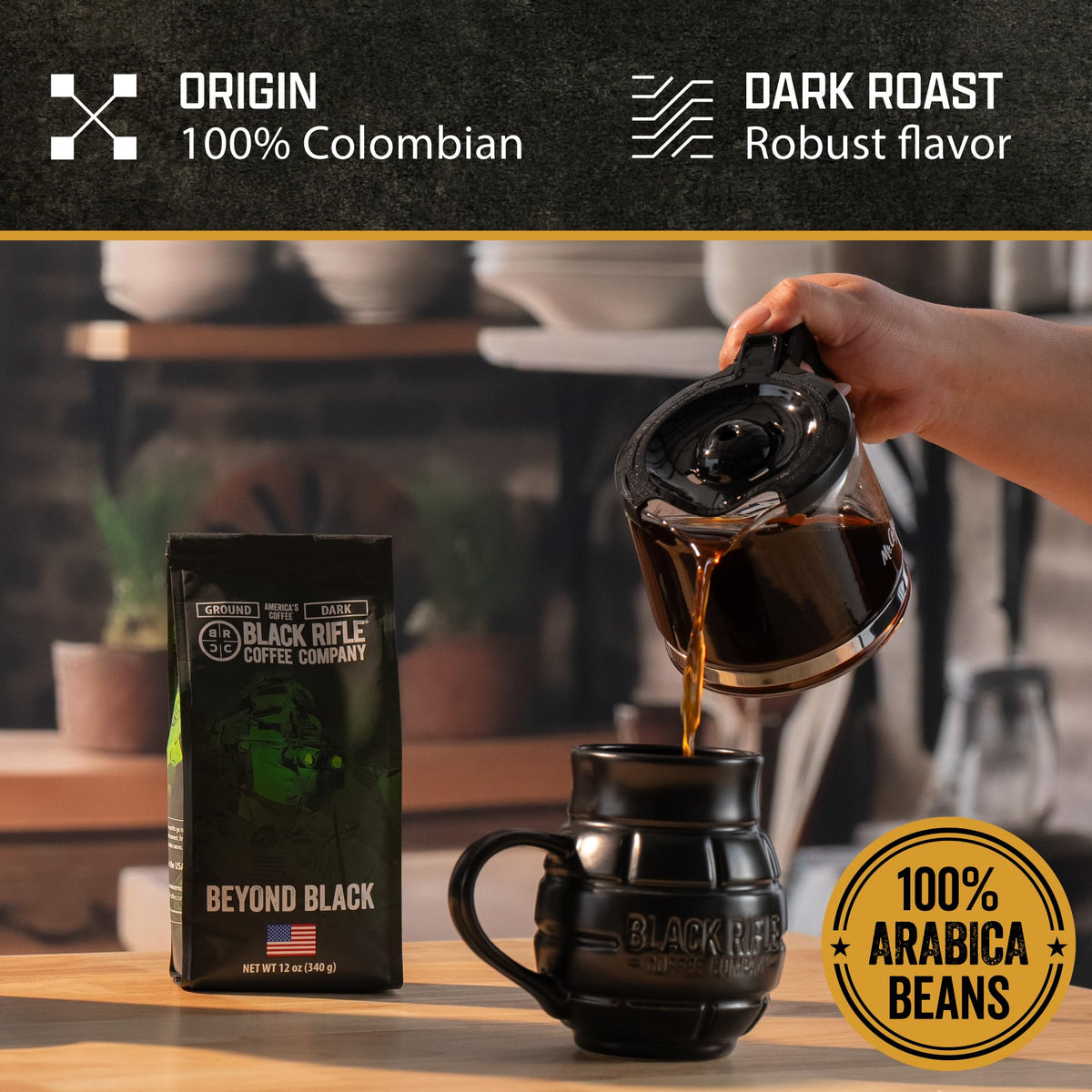 Black Rifle Coffee Company Dark Roast Ground Coffee Tactisquatch 7 OZ Bag