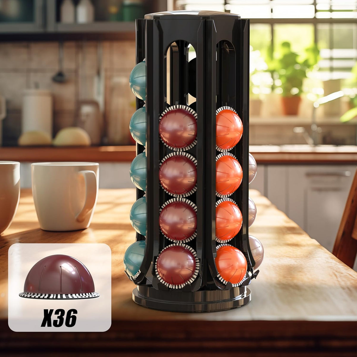 Deco Brothers VertuoLine Pod Holder, 360° Turntable Rotating Pod Carousel