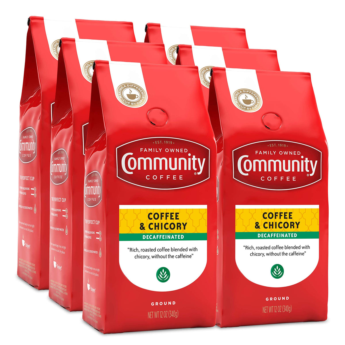 Community Coffee Café Special Decaf Ground Coffee, Medium Dark Roast, 32 Ounce Bag (Pack of 4)