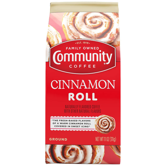 Community Coffee Cinnamon Roll Flavored Ground Coffee, Naturally Flavored, 11 Ounce (Pack of 1)