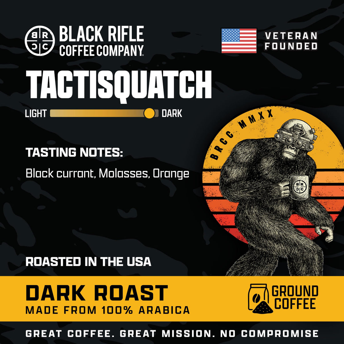 Black Rifle Coffee Company Dark Roast Ground Coffee Tactisquatch 7 OZ Bag