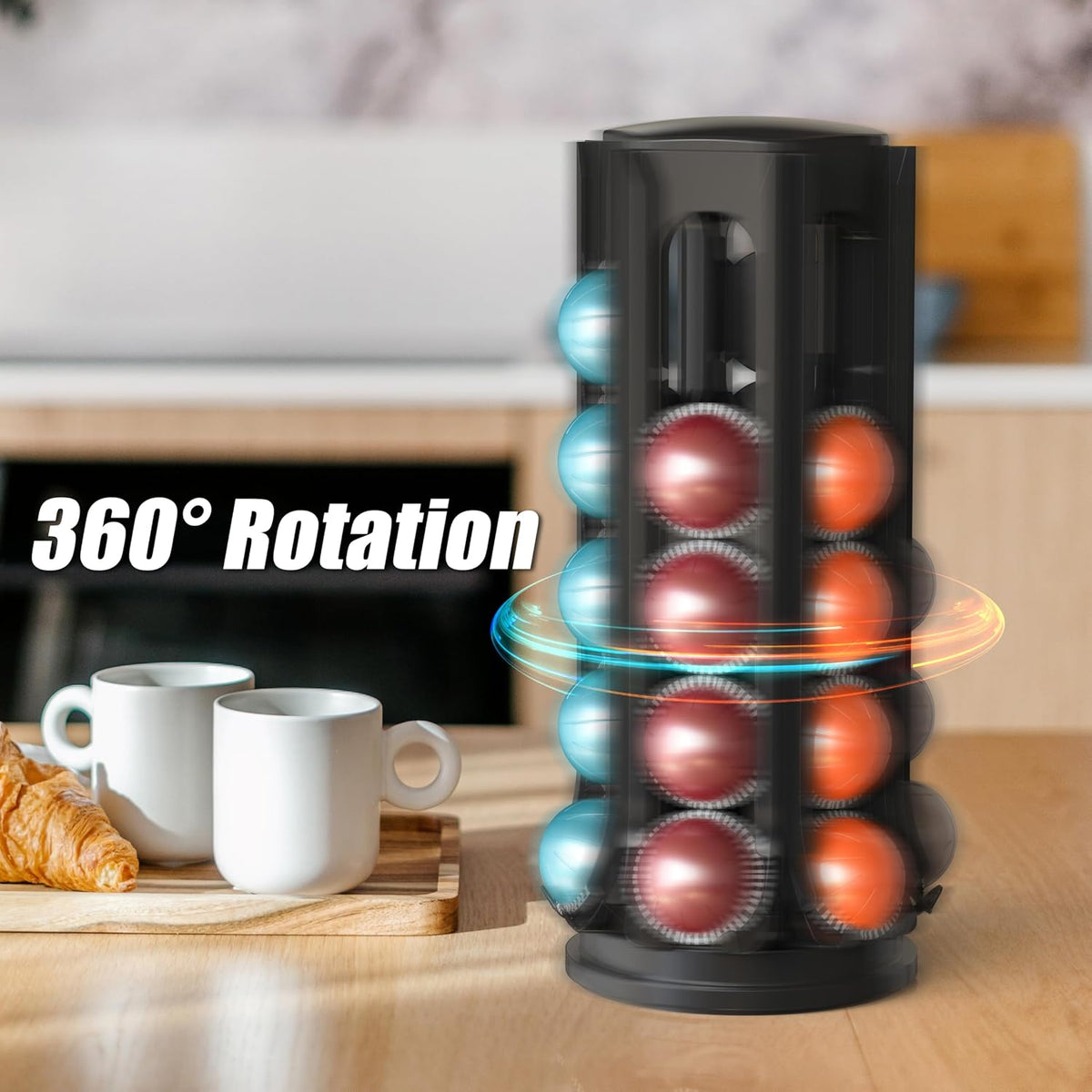 Deco Brothers VertuoLine Pod Holder, 360° Turntable Rotating Pod Carousel