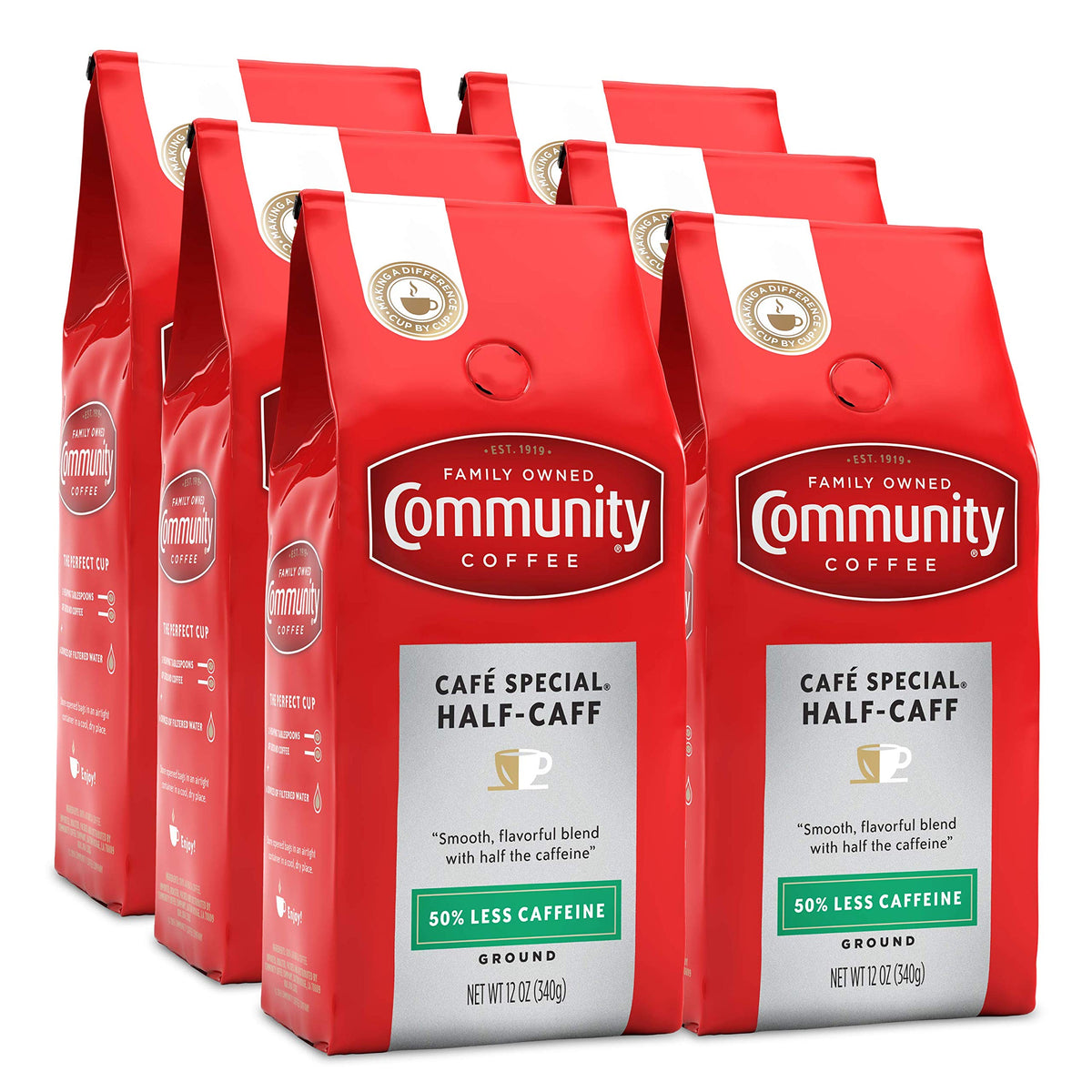Community Coffee Café Special Decaf Ground Coffee, Medium Dark Roast, 32 Ounce Bag (Pack of 4)