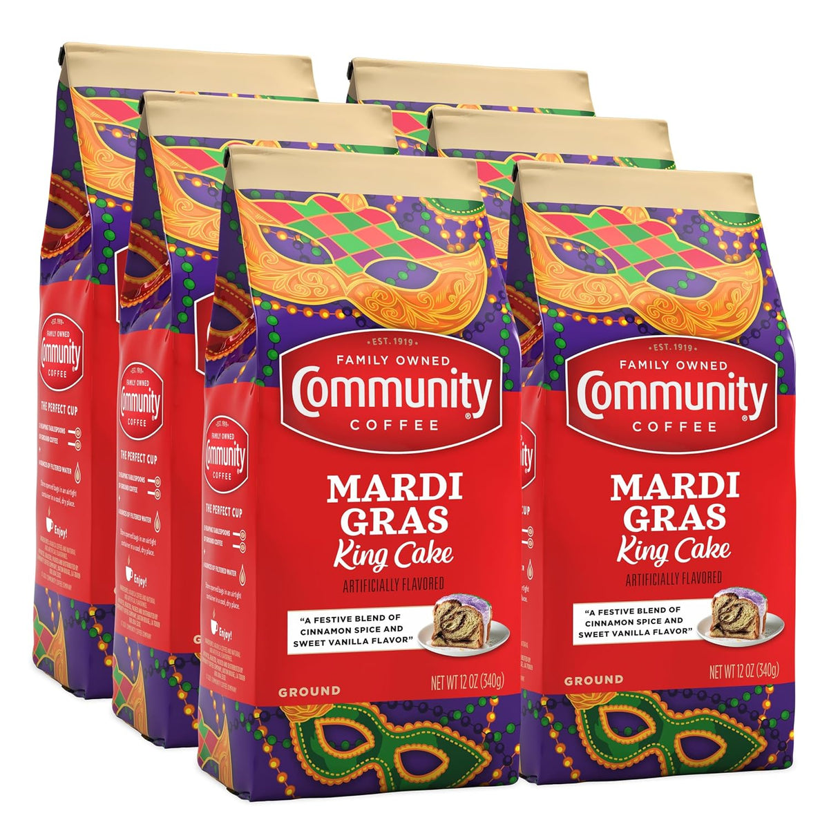 Community Coffee Cinnamon Roll Flavored Ground Coffee, Naturally Flavored, 11 Ounce (Pack of 1)