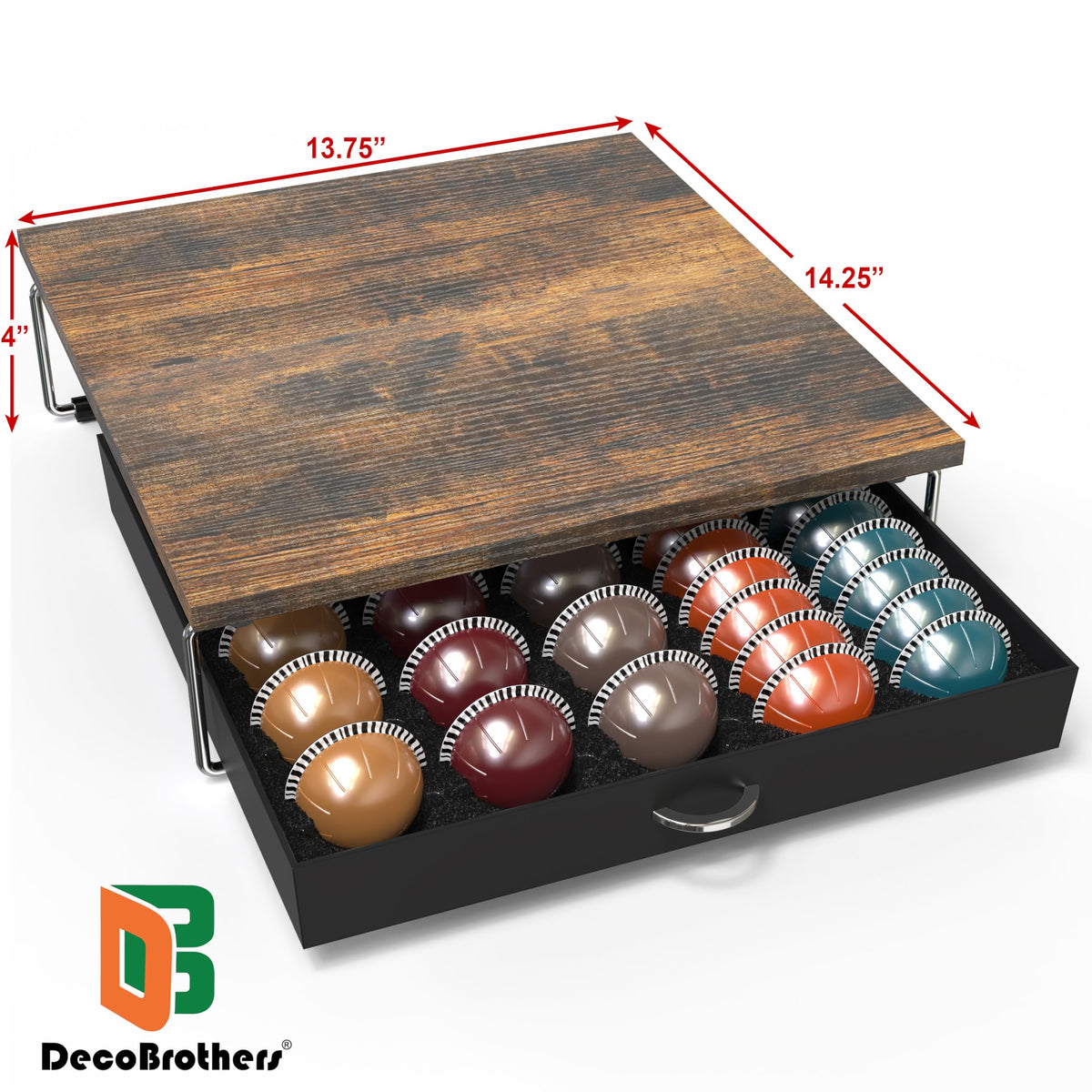 Deco Brothers Tempered Glass Vertuo Pod Holder, Fits 24 Large/48 Small Pods