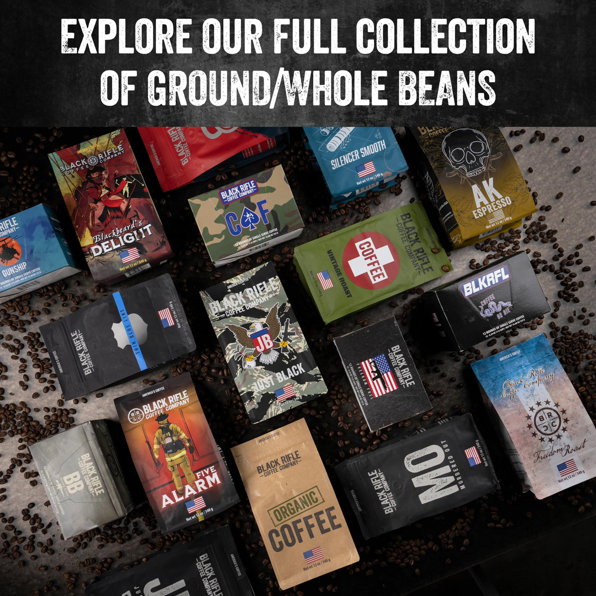 Black Rifle Coffee Company Dark Roast Ground Coffee Tactisquatch 7 OZ Bag