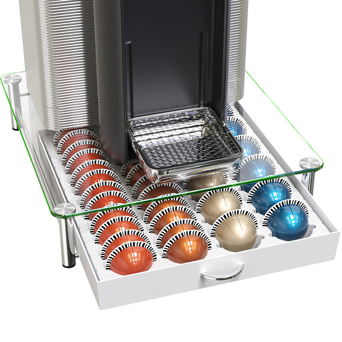 Deco Brothers Tempered Glass Vertuo Pod Holder, Fits 24 Large/48 Small Pods