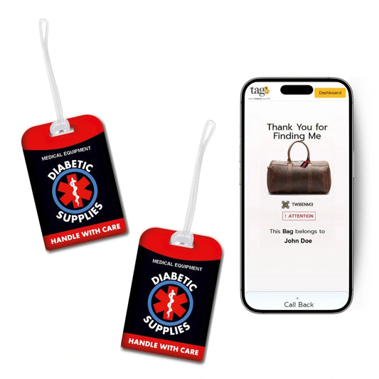 Diabetic Equipment Tag Red Color [Pack 2]