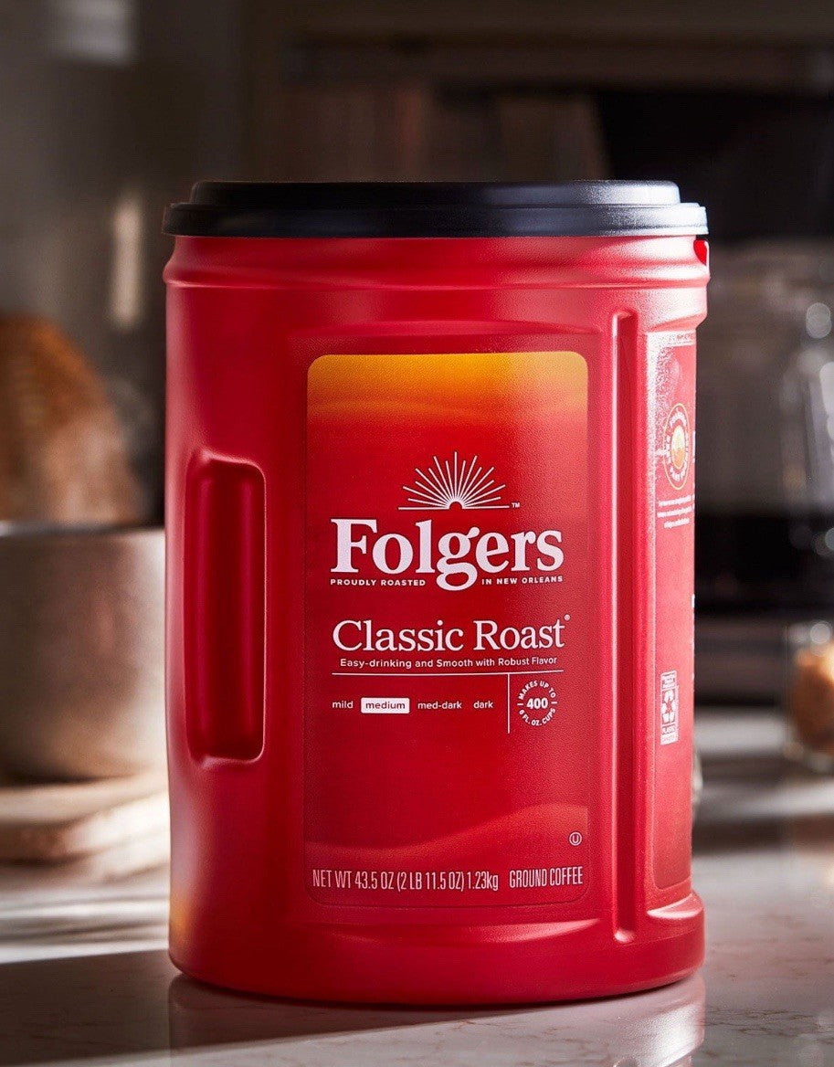 Folgers Classic Coffee Medium Roast 43.5 oz Large Canister - Ground Coffee New